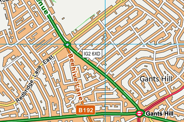 IG2 6XD map - OS VectorMap District (Ordnance Survey)