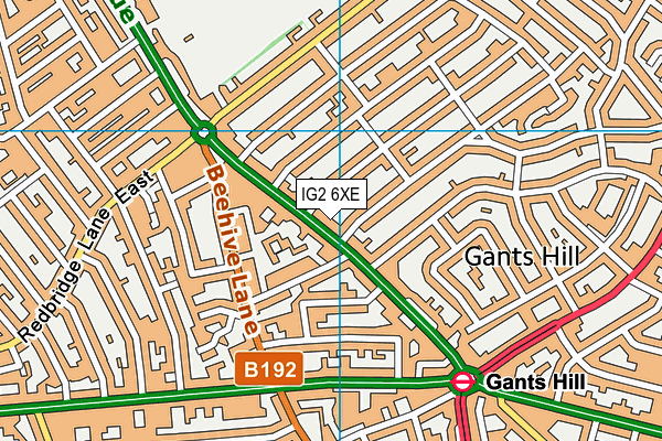 IG2 6XE map - OS VectorMap District (Ordnance Survey)