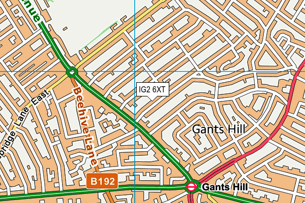 IG2 6XT map - OS VectorMap District (Ordnance Survey)