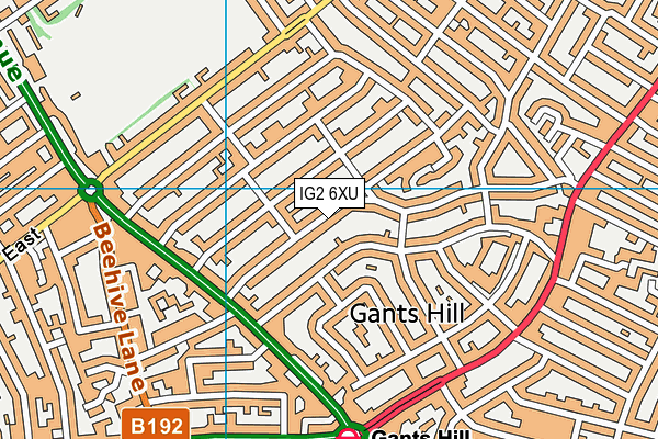 IG2 6XU map - OS VectorMap District (Ordnance Survey)