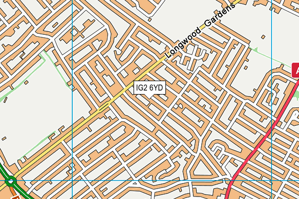 IG2 6YD map - OS VectorMap District (Ordnance Survey)