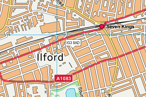 IG3 8AD map - OS VectorMap District (Ordnance Survey)