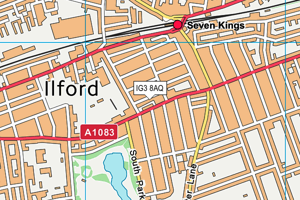 IG3 8AQ map - OS VectorMap District (Ordnance Survey)