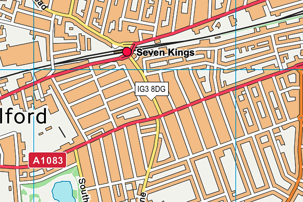 IG3 8DG map - OS VectorMap District (Ordnance Survey)