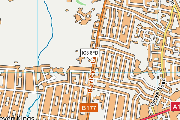 IG3 8FD map - OS VectorMap District (Ordnance Survey)