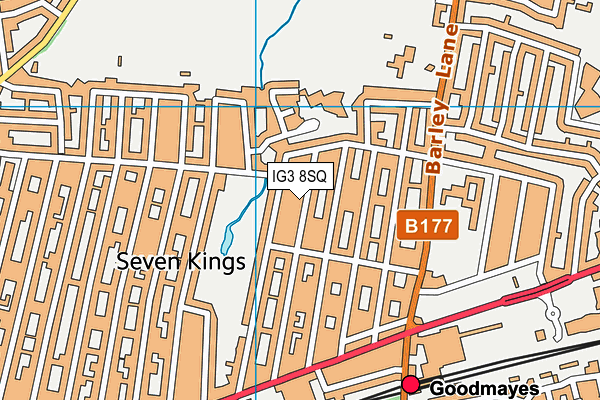 IG3 8SQ map - OS VectorMap District (Ordnance Survey)