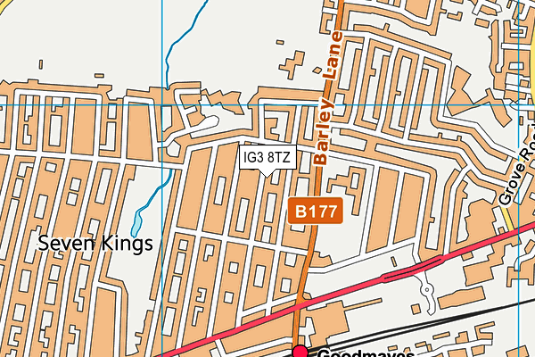 IG3 8TZ map - OS VectorMap District (Ordnance Survey)