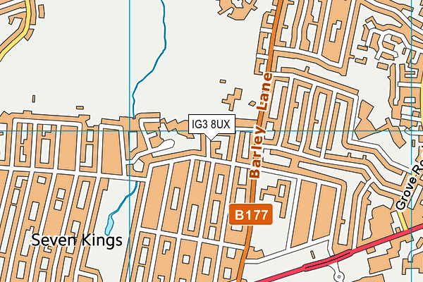 IG3 8UX map - OS VectorMap District (Ordnance Survey)