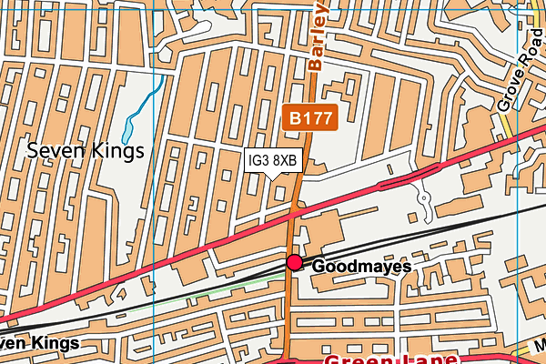 IG3 8XB map - OS VectorMap District (Ordnance Survey)