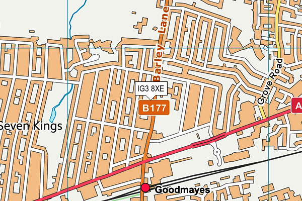 IG3 8XE map - OS VectorMap District (Ordnance Survey)
