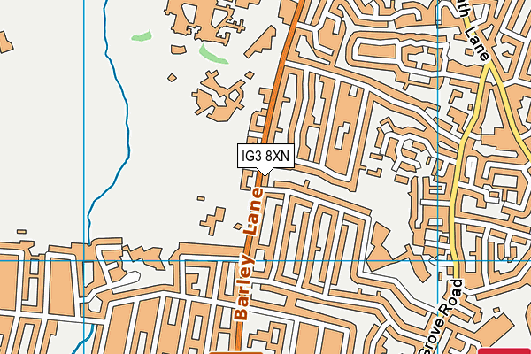 IG3 8XN map - OS VectorMap District (Ordnance Survey)