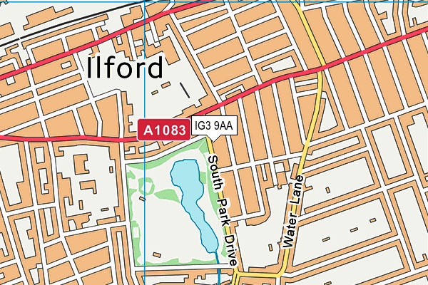 IG3 9AA map - OS VectorMap District (Ordnance Survey)