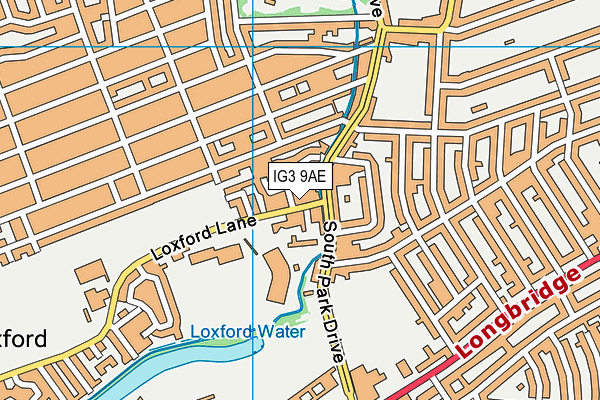 IG3 9AE map - OS VectorMap District (Ordnance Survey)