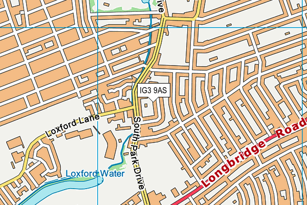 IG3 9AS map - OS VectorMap District (Ordnance Survey)