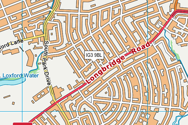 IG3 9BL map - OS VectorMap District (Ordnance Survey)