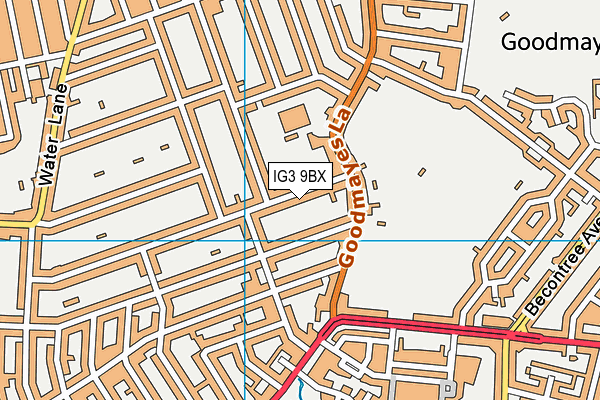 IG3 9BX map - OS VectorMap District (Ordnance Survey)
