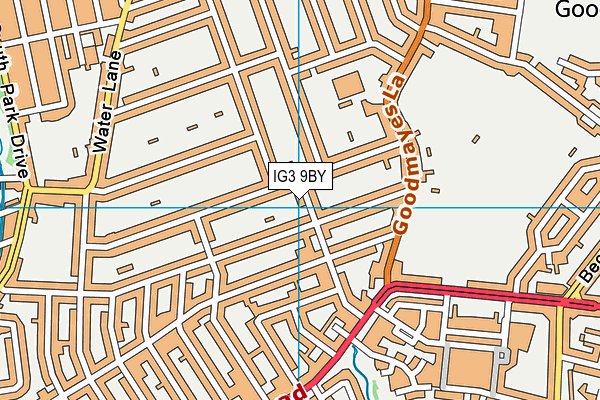 IG3 9BY map - OS VectorMap District (Ordnance Survey)