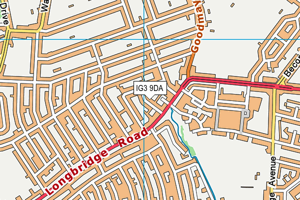 IG3 9DA map - OS VectorMap District (Ordnance Survey)