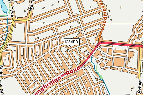 IG3 9DD map - OS VectorMap District (Ordnance Survey)