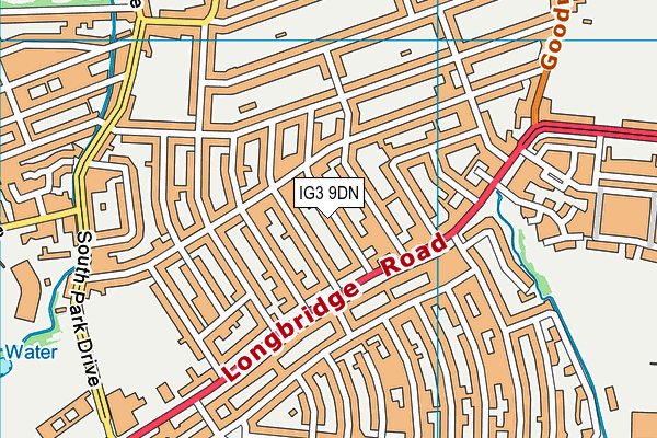 IG3 9DN map - OS VectorMap District (Ordnance Survey)