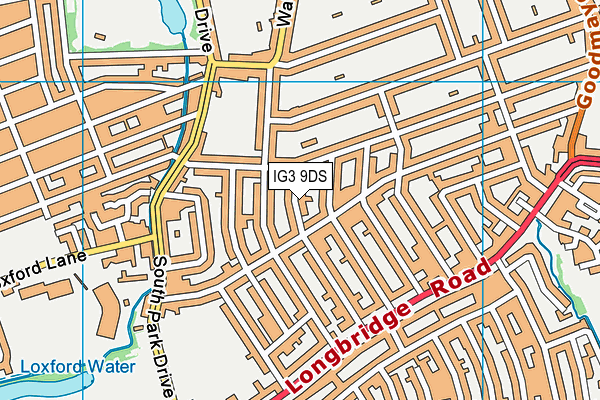 IG3 9DS map - OS VectorMap District (Ordnance Survey)