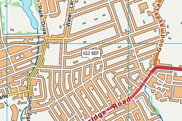 IG3 9EF map - OS VectorMap District (Ordnance Survey)