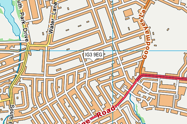 IG3 9EG map - OS VectorMap District (Ordnance Survey)
