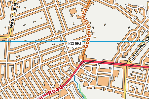 IG3 9EJ map - OS VectorMap District (Ordnance Survey)