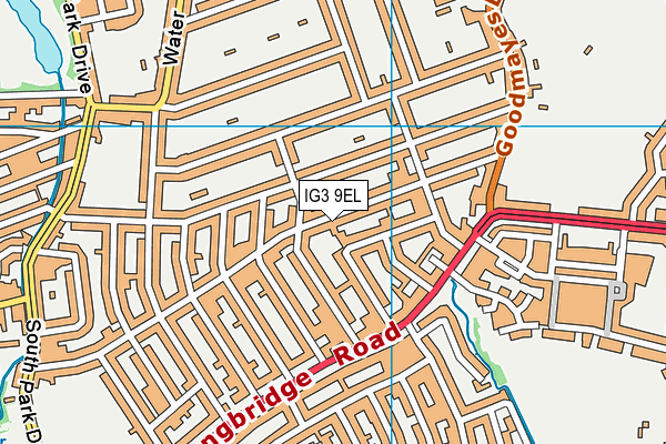 IG3 9EL map - OS VectorMap District (Ordnance Survey)