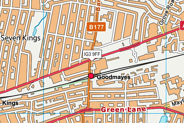 IG3 9FF map - OS VectorMap District (Ordnance Survey)