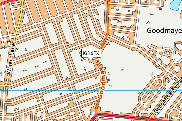 IG3 9FX map - OS VectorMap District (Ordnance Survey)