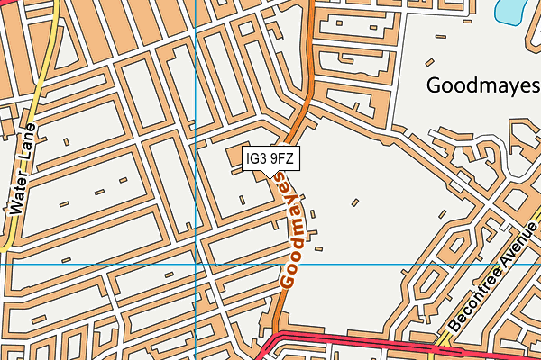 IG3 9FZ map - OS VectorMap District (Ordnance Survey)