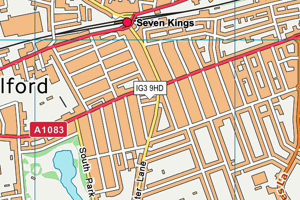 IG3 9HD map - OS VectorMap District (Ordnance Survey)