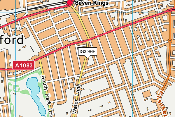 IG3 9HE map - OS VectorMap District (Ordnance Survey)