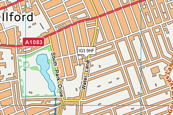 IG3 9HF map - OS VectorMap District (Ordnance Survey)