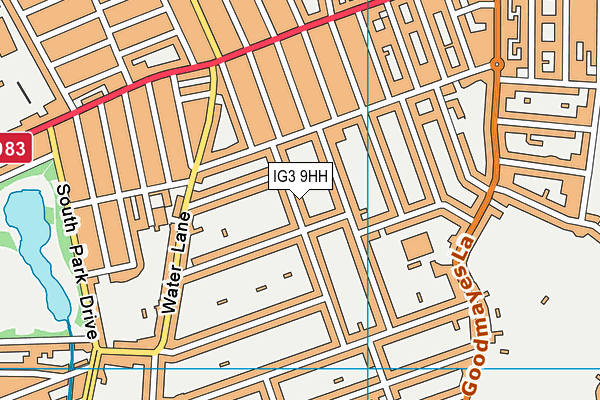 IG3 9HH map - OS VectorMap District (Ordnance Survey)