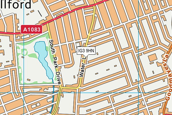 IG3 9HN map - OS VectorMap District (Ordnance Survey)