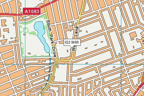 IG3 9HW map - OS VectorMap District (Ordnance Survey)