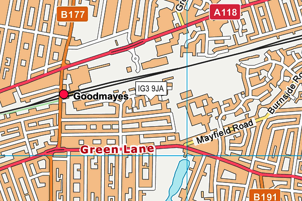 IG3 9JA map - OS VectorMap District (Ordnance Survey)