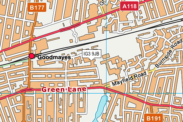 IG3 9JB map - OS VectorMap District (Ordnance Survey)