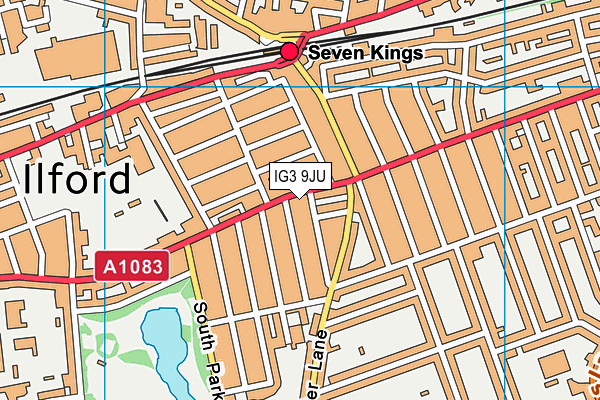 IG3 9JU map - OS VectorMap District (Ordnance Survey)