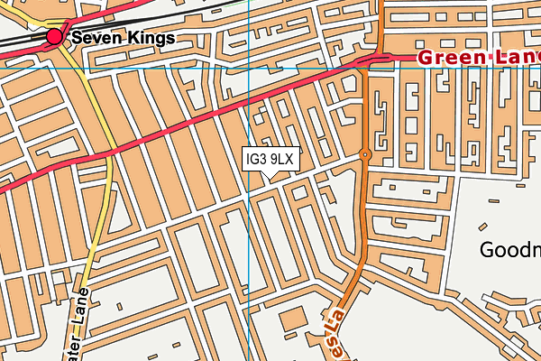 IG3 9LX map - OS VectorMap District (Ordnance Survey)