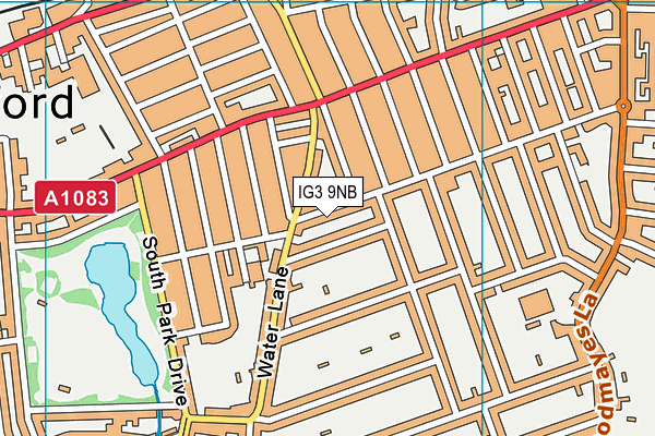 IG3 9NB map - OS VectorMap District (Ordnance Survey)