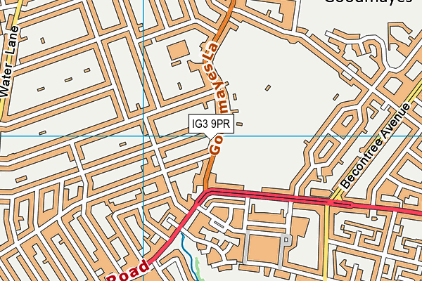 IG3 9PR map - OS VectorMap District (Ordnance Survey)