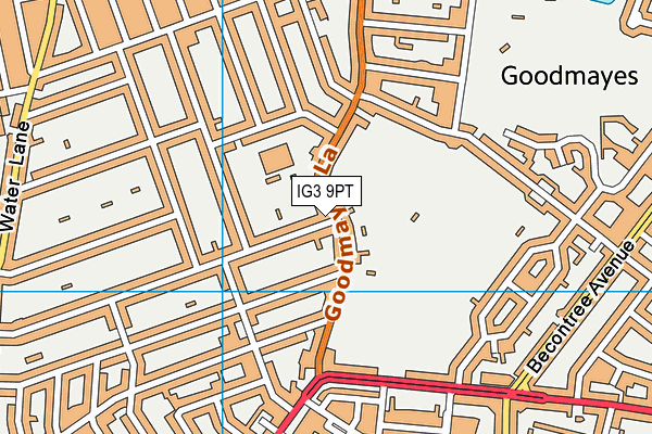 IG3 9PT map - OS VectorMap District (Ordnance Survey)