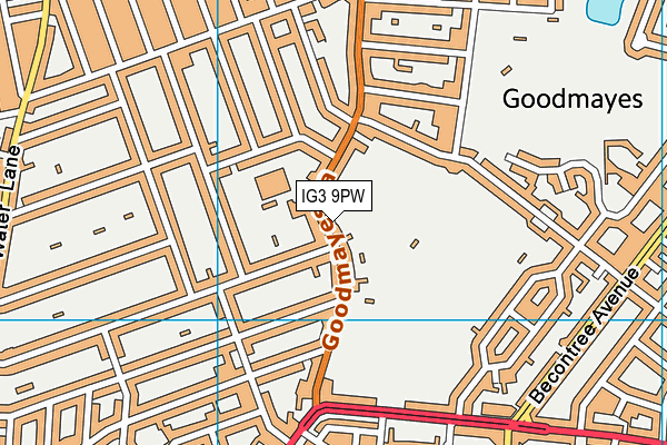 IG3 9PW map - OS VectorMap District (Ordnance Survey)
