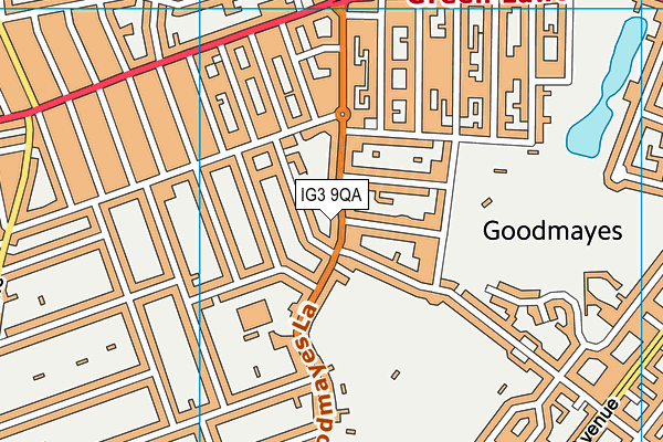 IG3 9QA map - OS VectorMap District (Ordnance Survey)