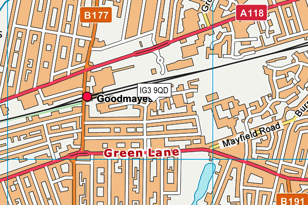 IG3 9QD map - OS VectorMap District (Ordnance Survey)