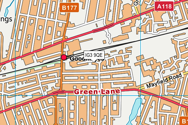 IG3 9QE map - OS VectorMap District (Ordnance Survey)