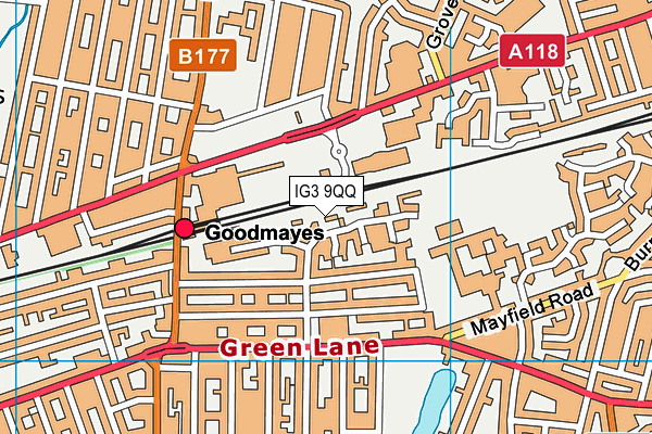 IG3 9QQ map - OS VectorMap District (Ordnance Survey)